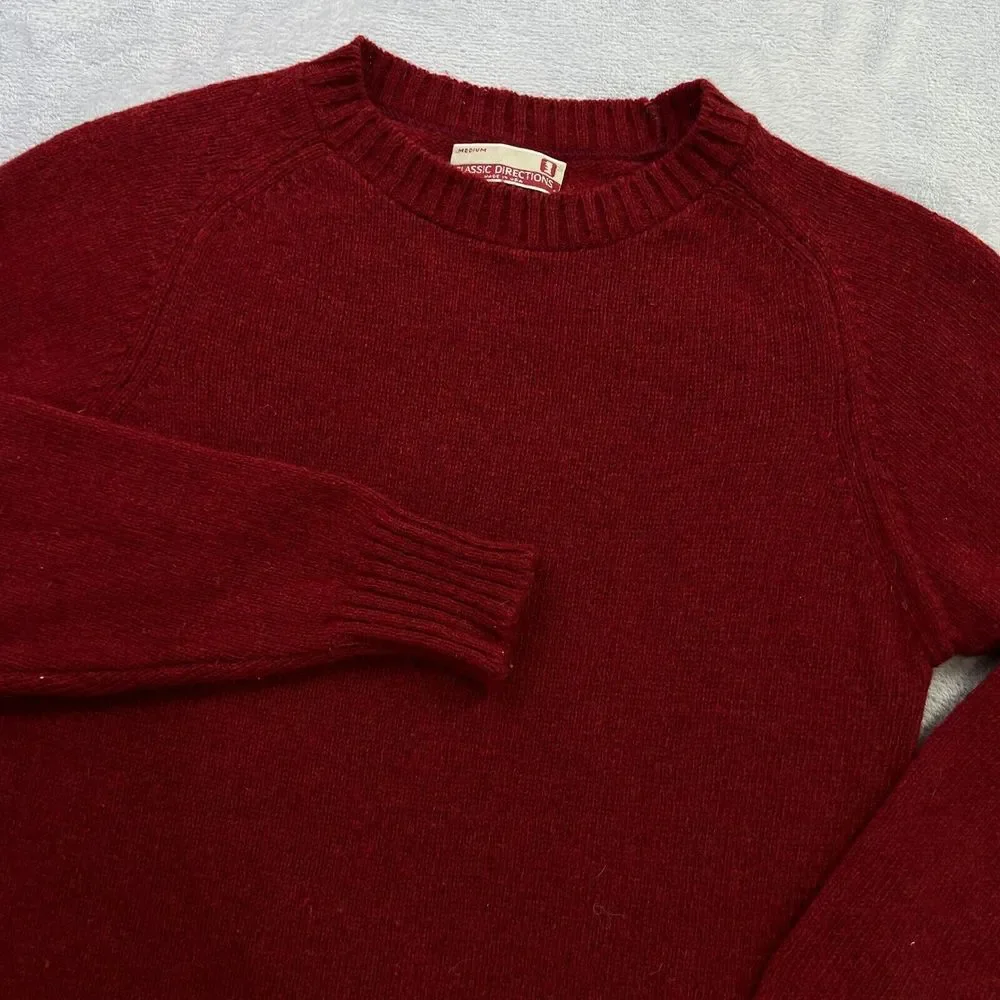Vtg. Union Made Classic Directions Women's Wool Blend Cable knit Sweater Red USA